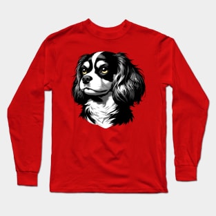 Stunning and Cool English Toy Spaniel Monochrome and Gold Portrait for Father's Day Long Sleeve T-Shirt